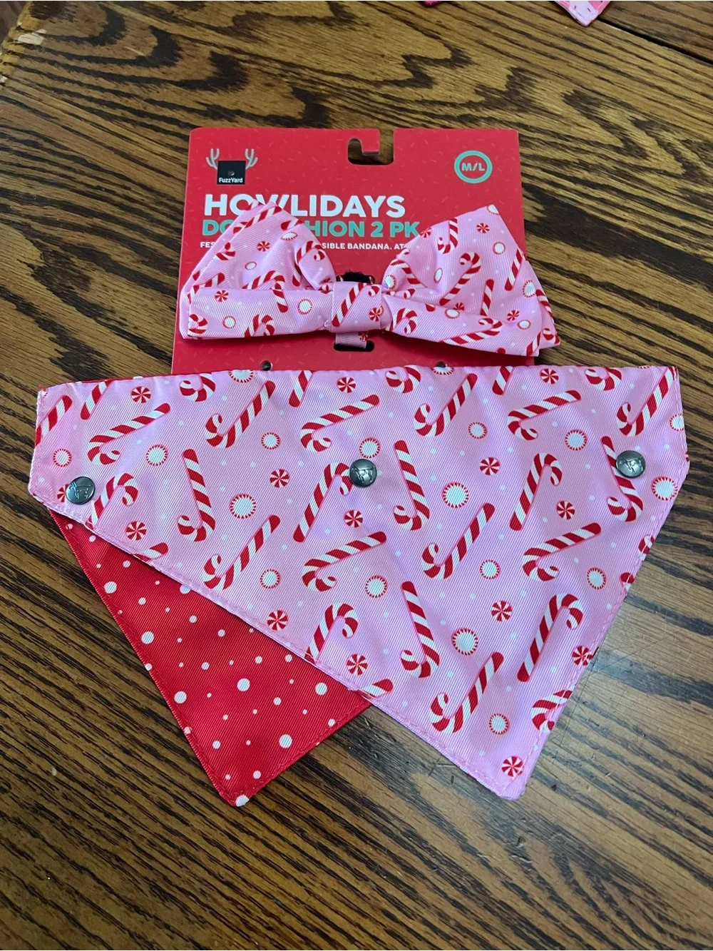 FuzzYard Howl-idays Pink Bow Tie & Bandana Set for Dogs